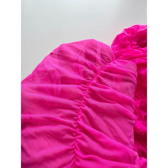 ADIDAS x IVY PARK Hot Pink Sheer Ruched Mesh Long Sleeve Romper, Size M - Picture 11 of 16